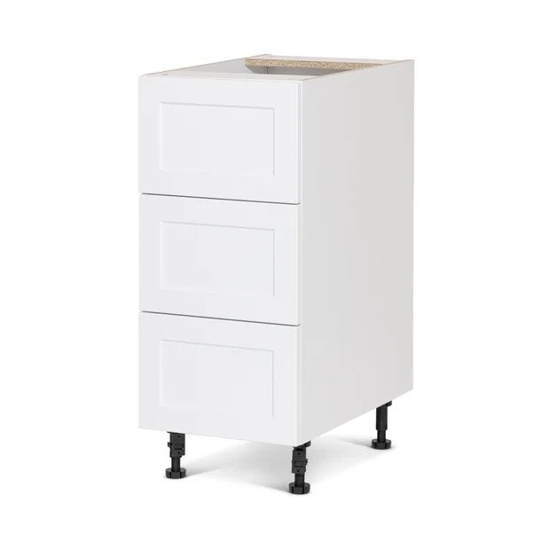 Cabinet de bas - 3 tiroirs - 15 pouces de large - Polymère blanc shaker