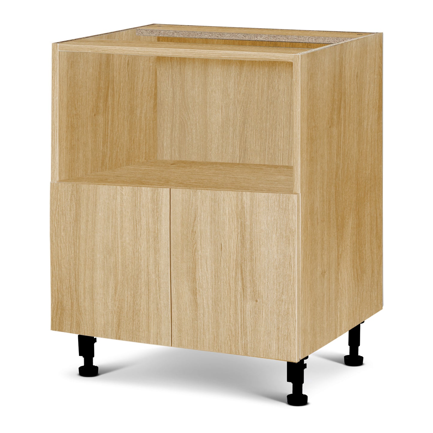 Cabinet de bas micro-onde 2 portes - 24 pouces de large - Mélamine Bois Zen