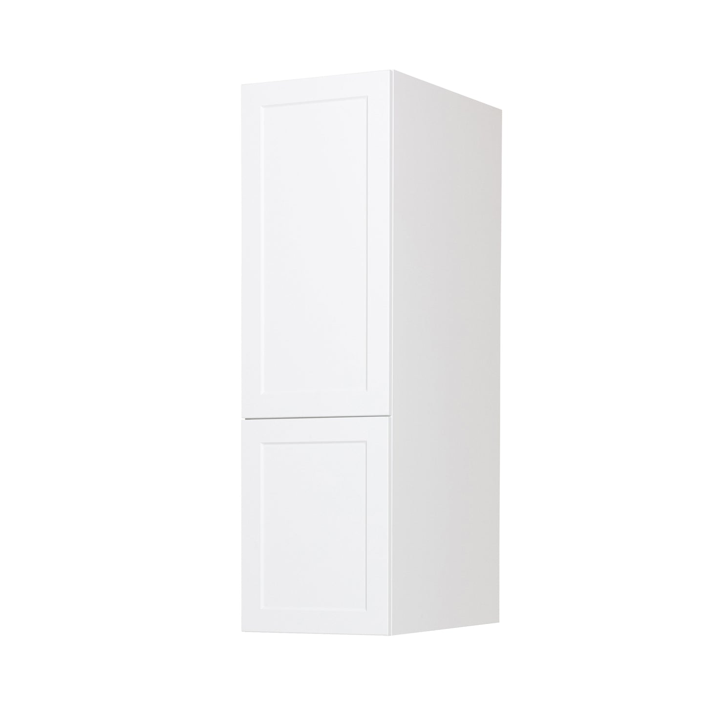 Wall Pantry Cabinet - 2 Doors - 15 in W x 55 in H - White Shaker Polymer