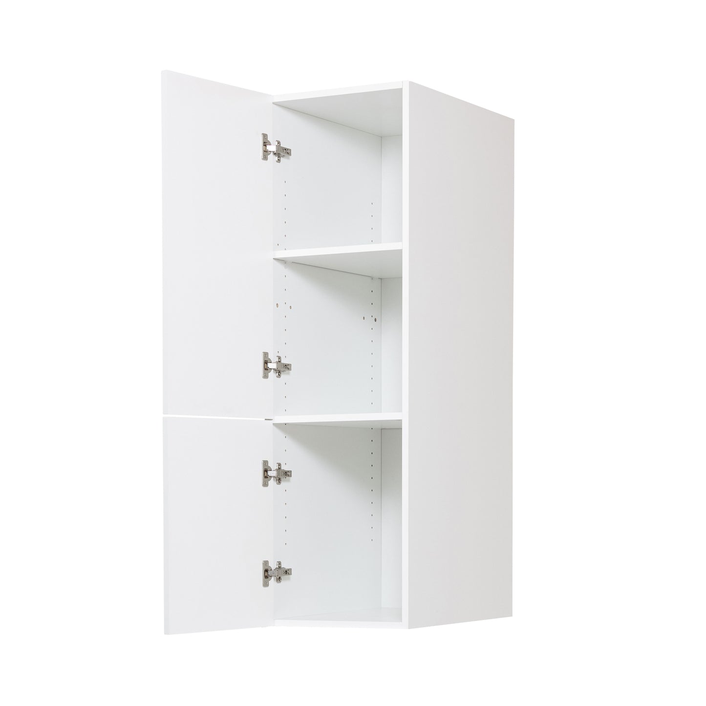 Wall Pantry Cabinet - 2 Doors - 15 in W x 55 in H - White Shaker Polymer