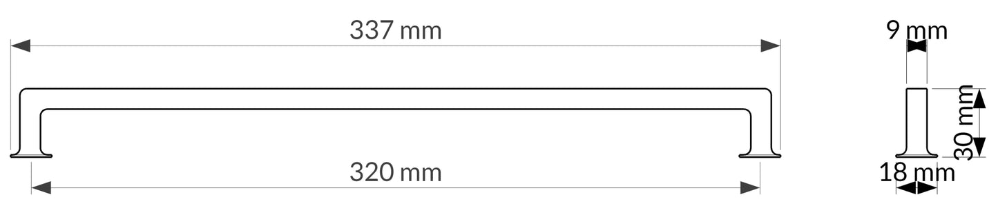 Poignée R3818 nickel brossé mat 320 mm