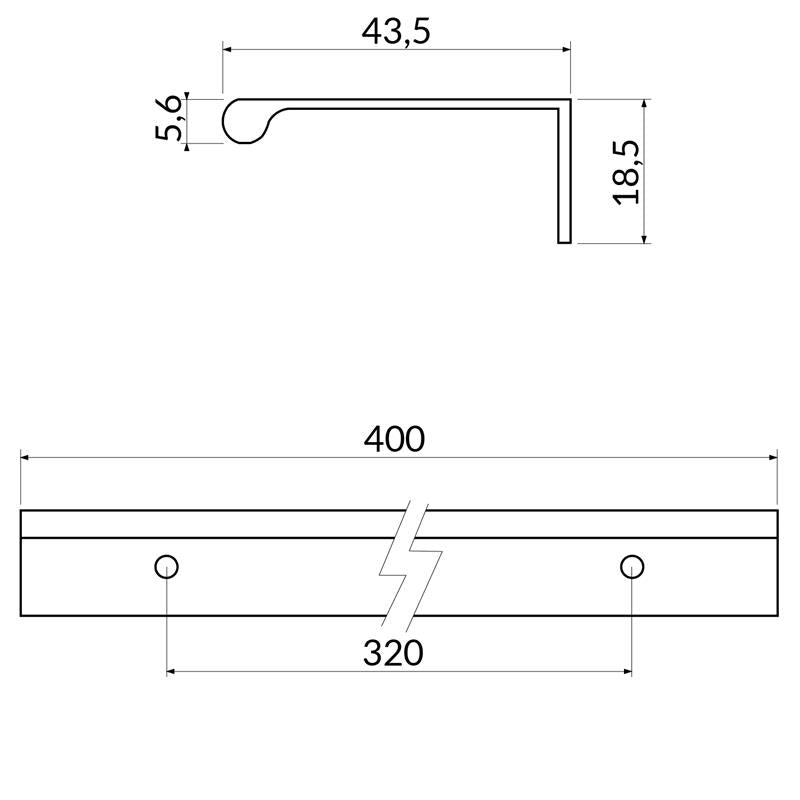Poignée R4583 acier inoxydable 320 mm