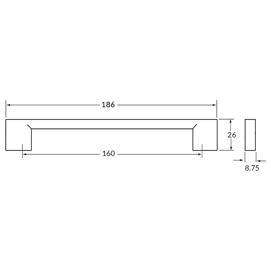 Poignée R71016 noir 160 mm