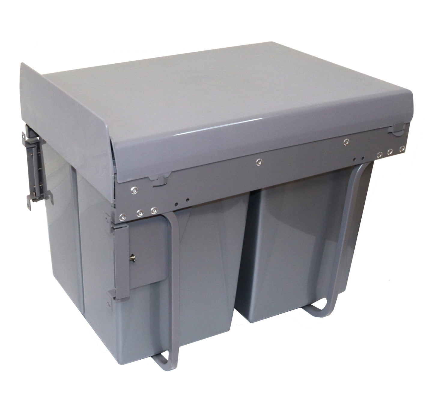 DB 16'' 40L sliding bin 2 grey bins with front fixings