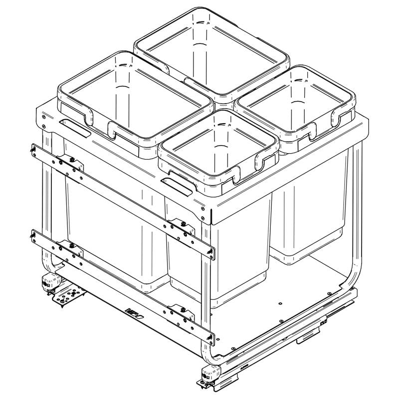 Poubelle Vibo Kombi 2.0 24 po. (600 mm) 60 L 4 bacs anthracite