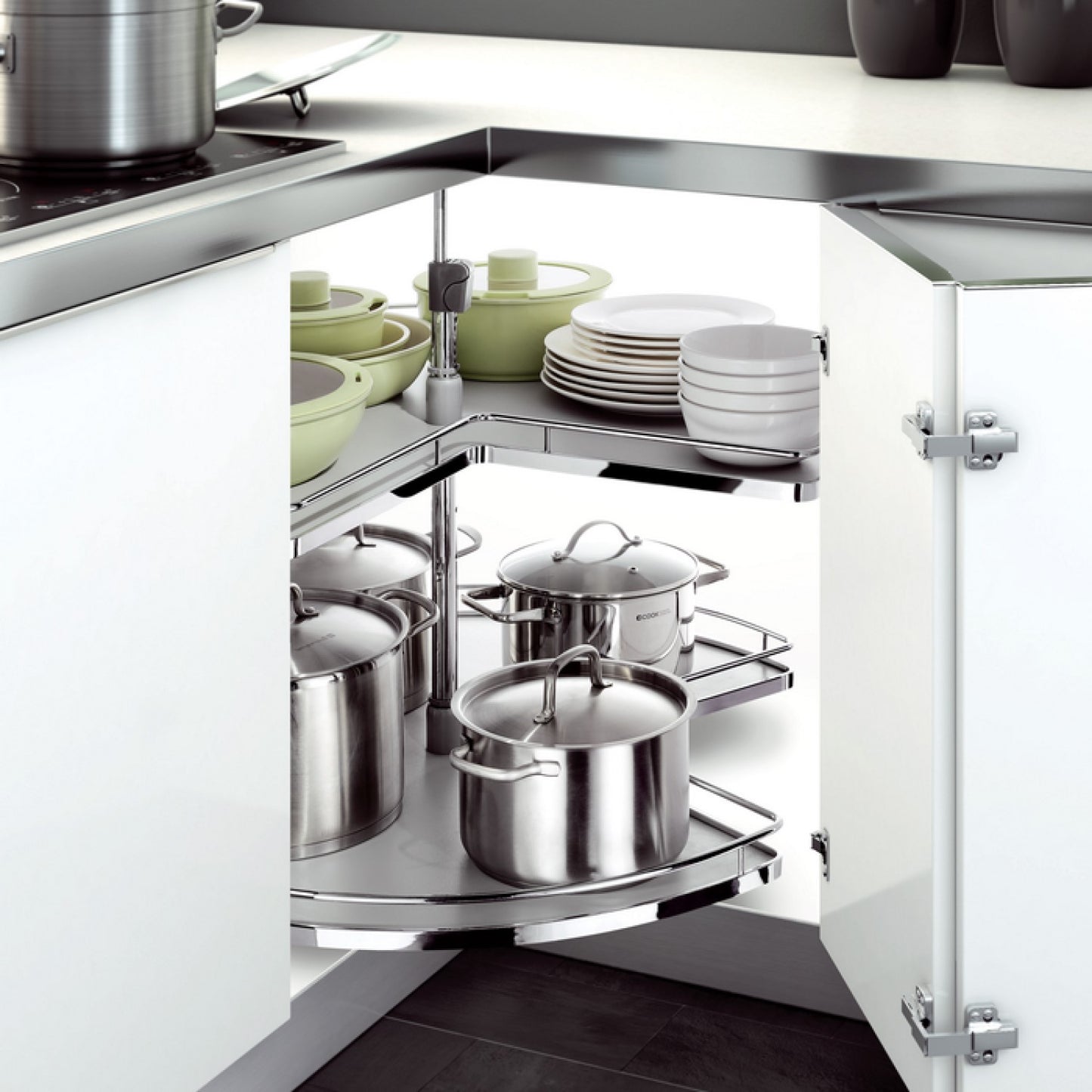 3/4 Rotating Shelves Light Grey/Chrome 28''