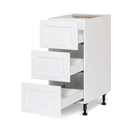 Cabinet de bas -  3 tiroirs - 18 pouces de large - Polymère blanc shaker