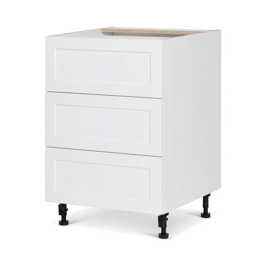 Cabinet de bas -  3 tiroirs - 24 pouces de large - Polymère blanc shaker