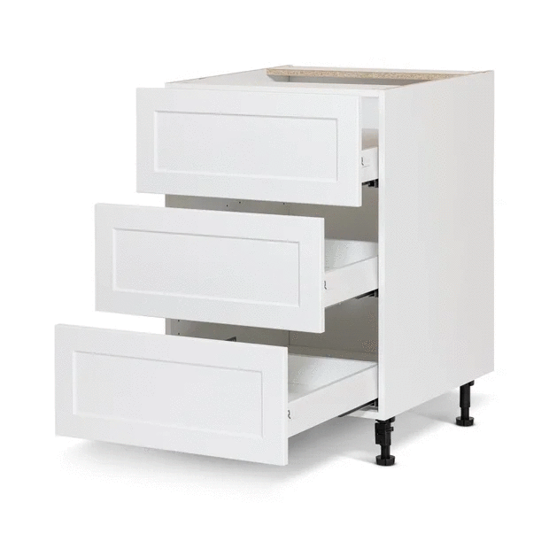 Cabinet de bas -  3 tiroirs - 24 pouces de large - Polymère blanc shaker