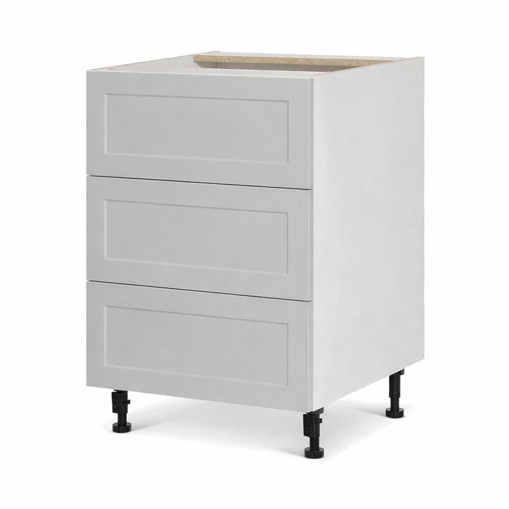 Cabinet de bas - 3 tiroirs - 24 pouces de large - Polymère Shaker Gris