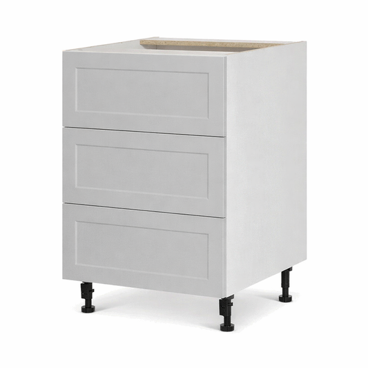 Cabinet de bas - 3 tiroirs - 24 pouces de large - Polymère Shaker Gris