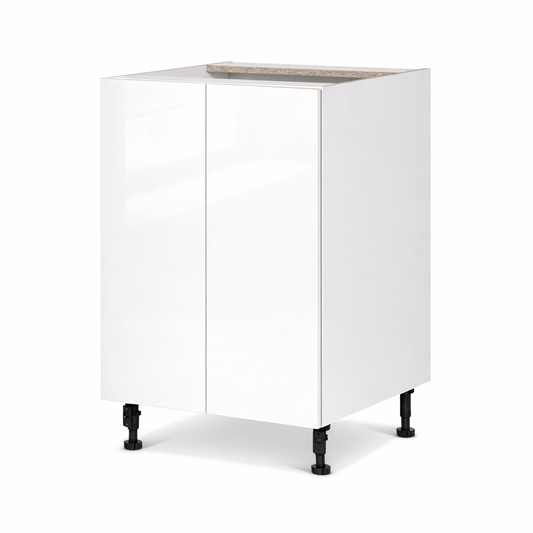 Cabinet de bas - 2 portes - 24 pouces de large - Mélamine Laquée Blanche