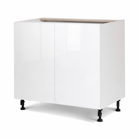 Cabinet de bas - 2 portes - 33 pouces de large - Mélamine Laquée Blanche