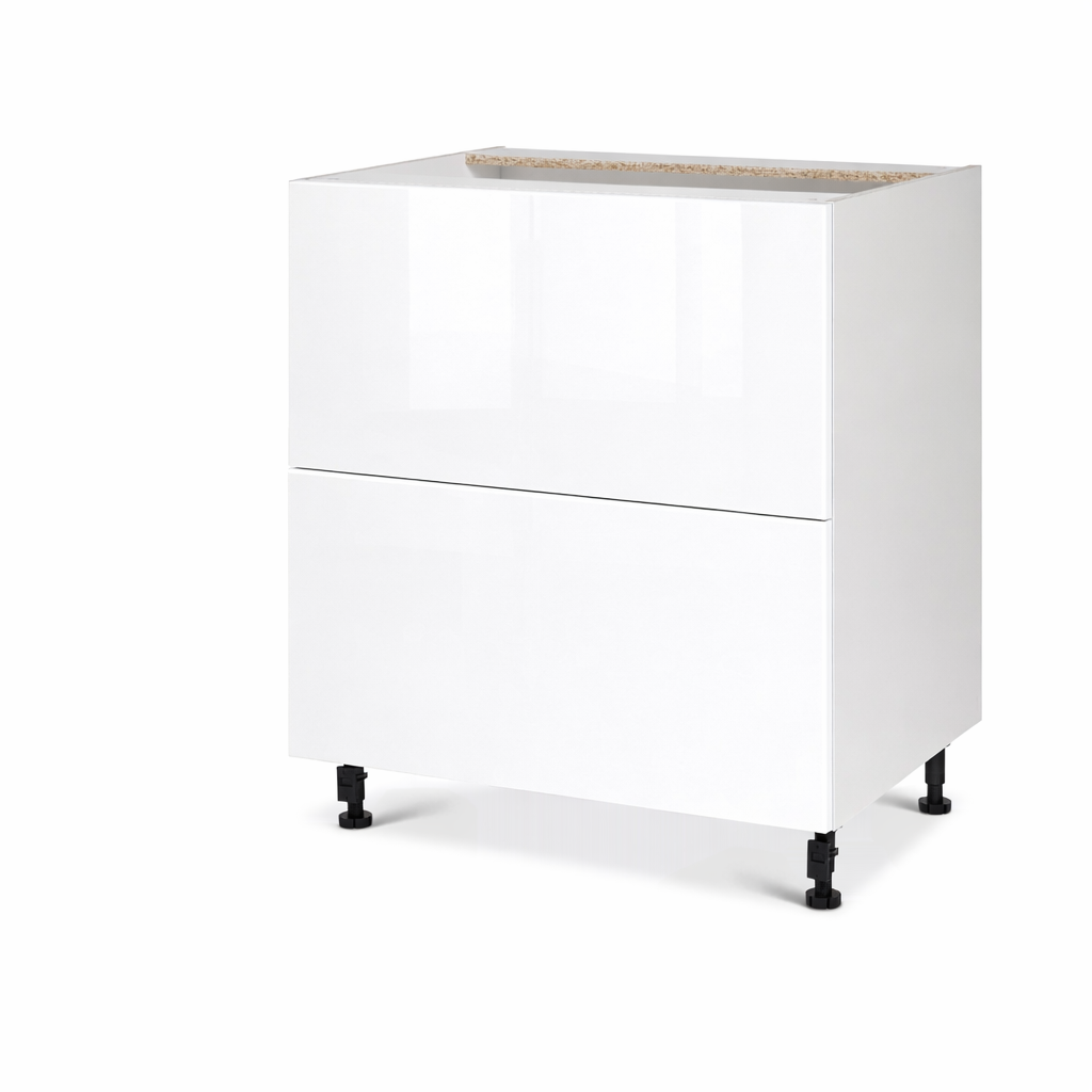 Cabinet de bas - 2 tiroirs - 30 pouces de large - Mélamine Laquée Blanche