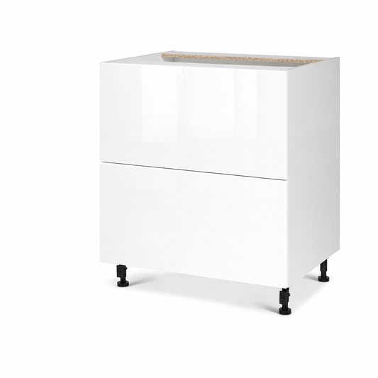 Cabinet de bas - 2 tiroirs - 30 pouces de large - Mélamine Laquée Blanche