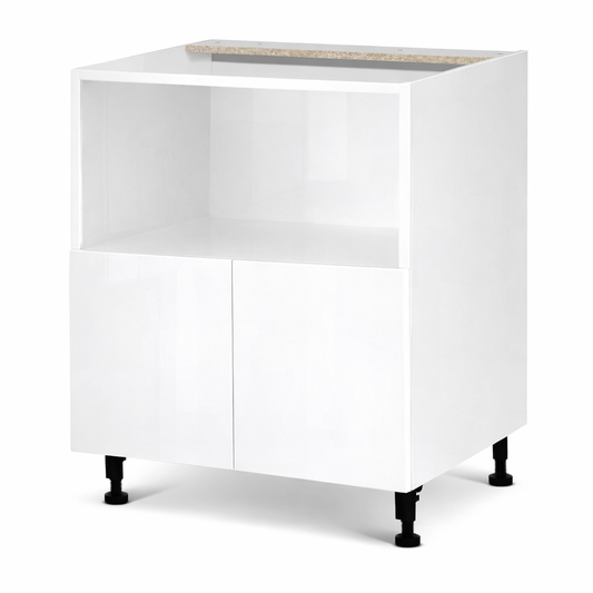 Cabinet de bas micro-onde 2 portes - 24 pouces de large - Mélamine Laquée Blanche