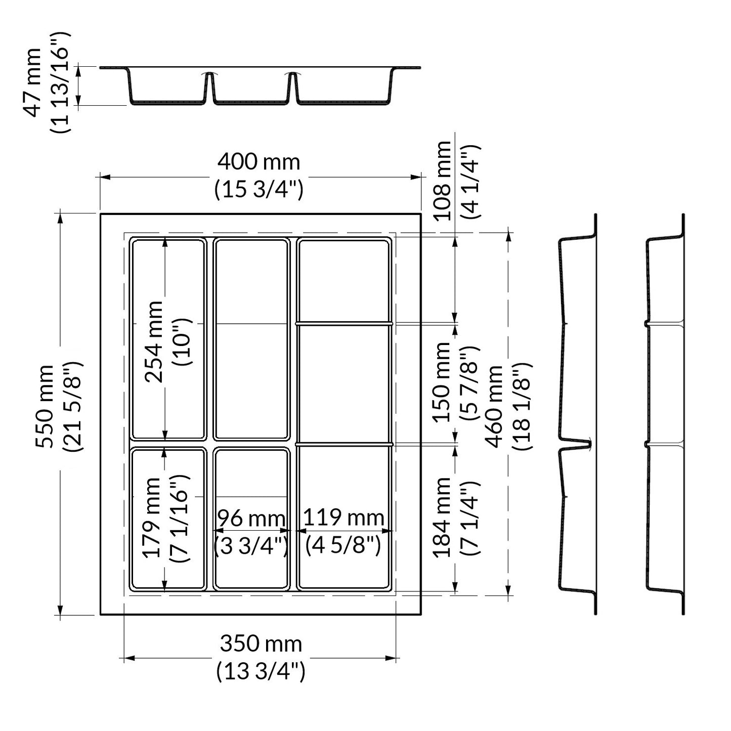 Diviseur Nick petits ustensiles anthracite texturé