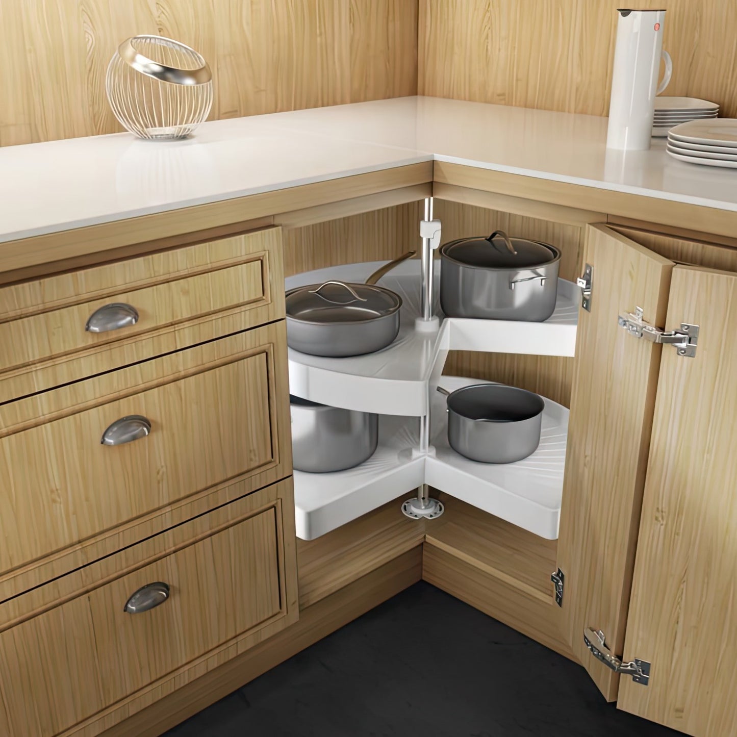 Étagères rotatives 3/4 28'' blanches