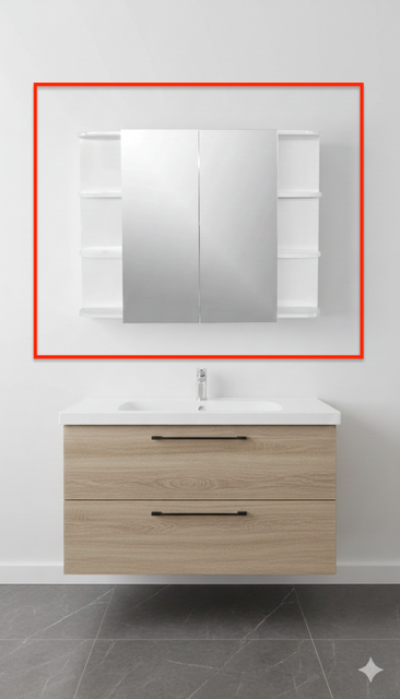 Pharmacie miroir 2 portes et 6 tablettes