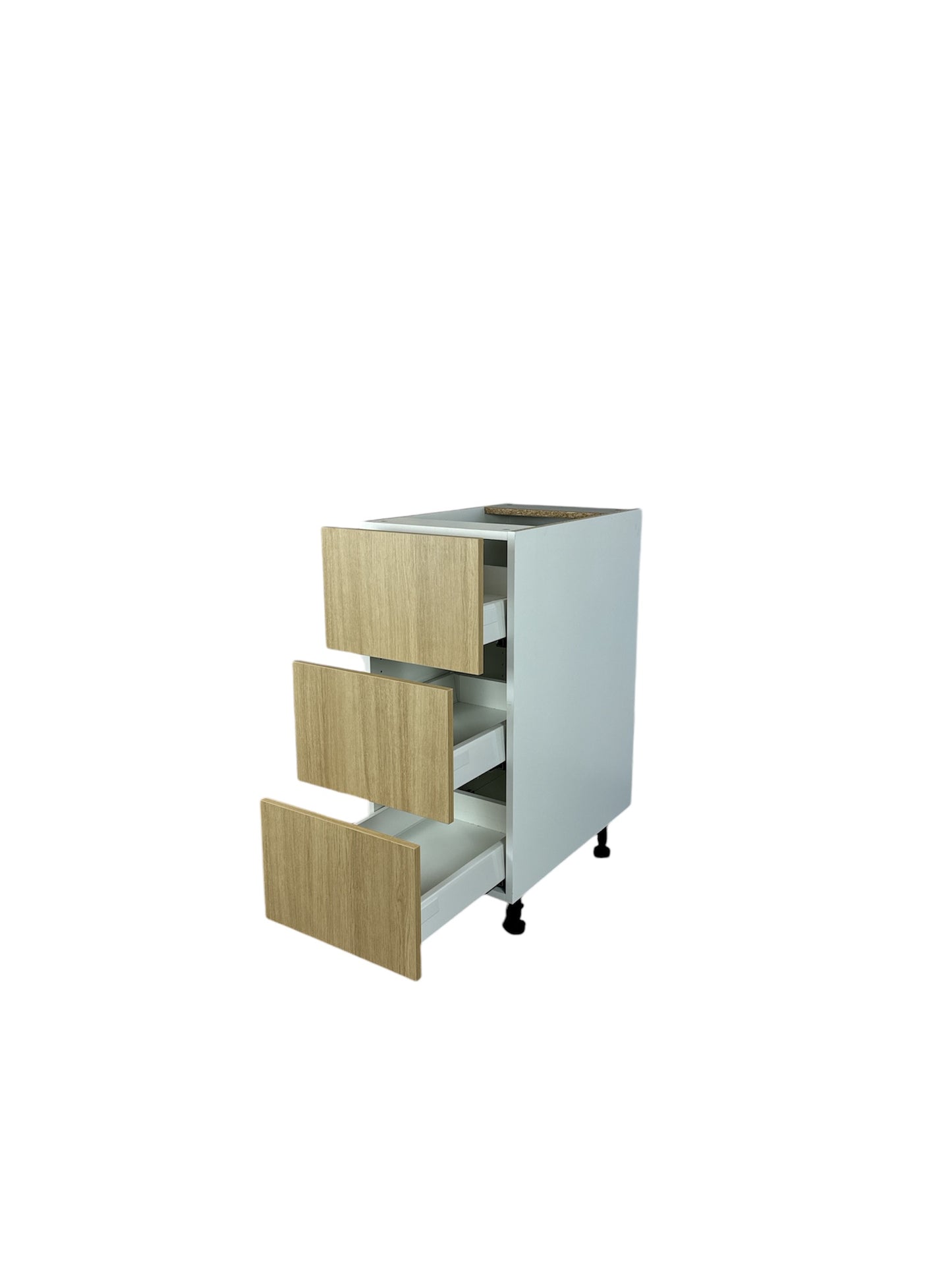 Cabinet de bas - 3 tiroirs - 18 pouces de large – Mélamine bois zen