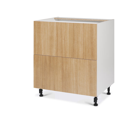 Cabinet de bas  2 tiroirs - 30 pouces de large – Mélamine bois zen