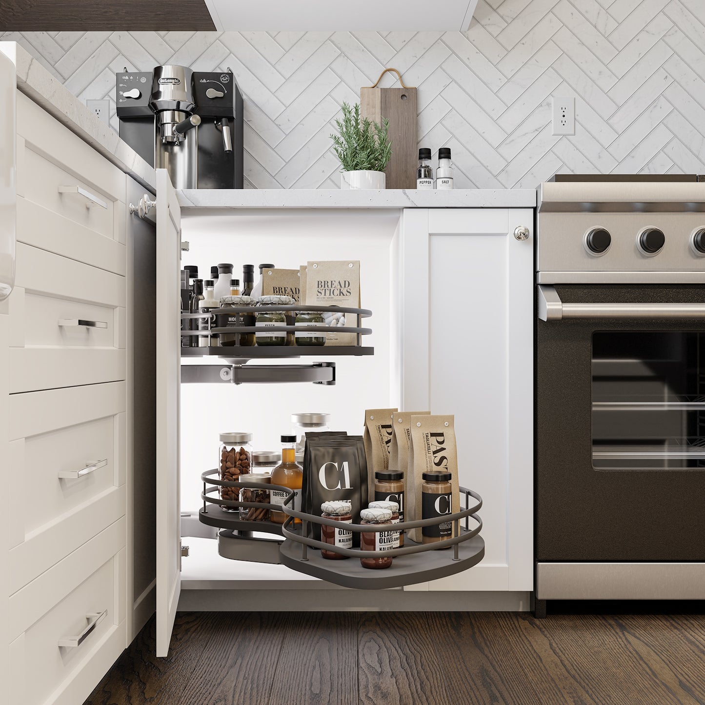 Flymoon 40 Galaxy anthracite - armoire de coin ouverture droite