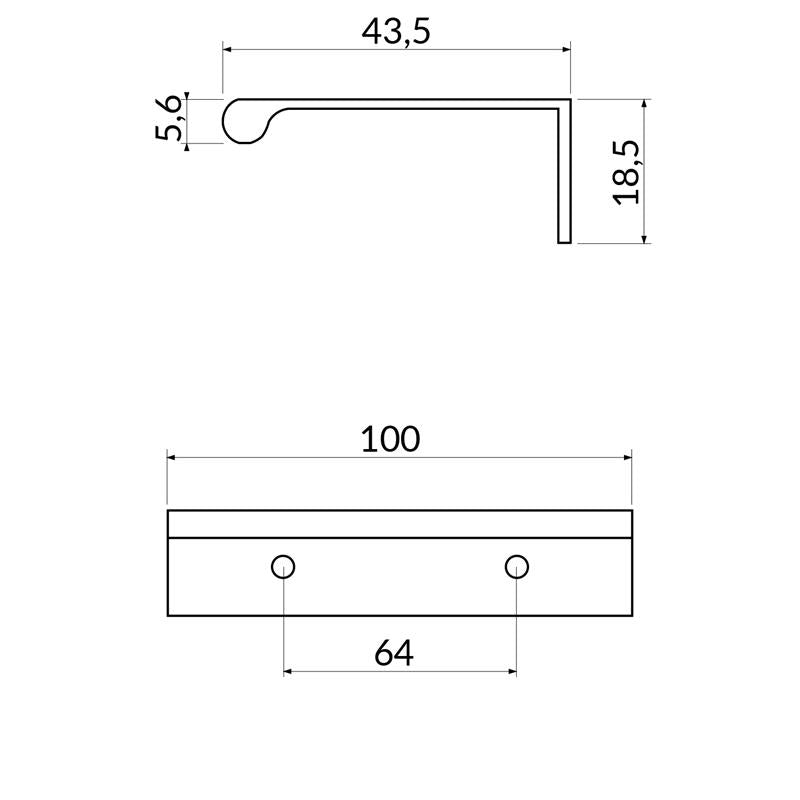 Poignée R4583 acier inoxydable 64 mm