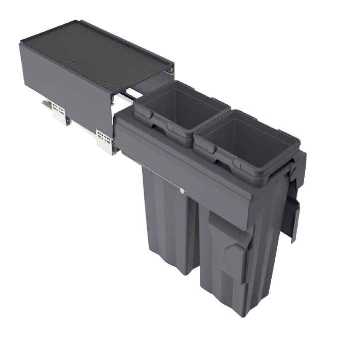 Poubelle coulissante MaxBin 12 po. 30L 2 bacs anthracite