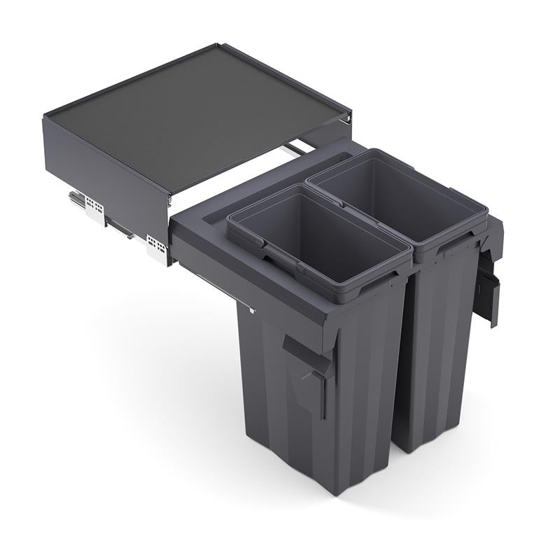 Poubelle coulissante MaxBin 24 po. 74L 2 bacs anthracite
