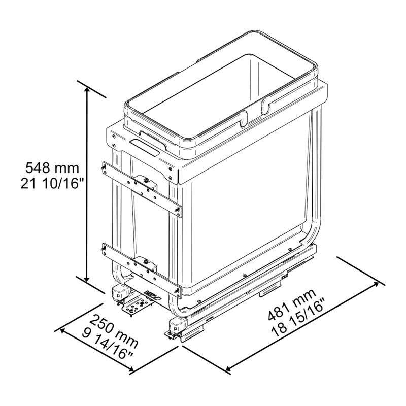Poubelle Vibo Kombi 2.0 12 po. (300 mm) 33 L 1 bac anthracite
