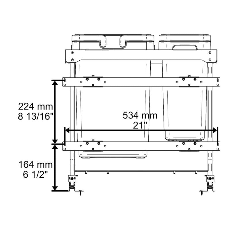 Poubelle Vibo Kombi 2.0 24 po. (600 mm) 60 L 4 bacs anthracite